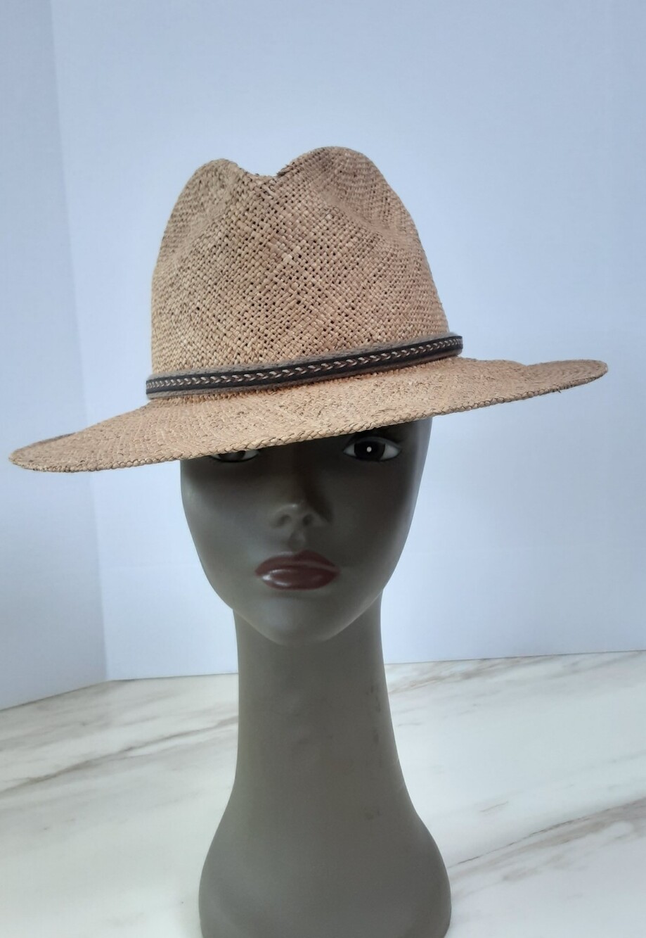 COUNTRY GENTLEMAN Open Weave Wheat Straw Fedora Hat Sz M - Unisex